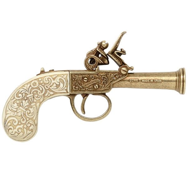 Flintlock Pocket Pistol - Ivory & Gold Finish 1798