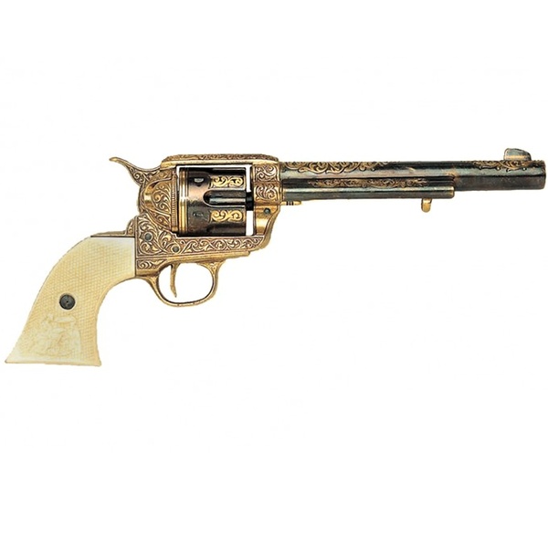 Engraved 1869 Colt Pistol With Ivory Handle And Long Barrel