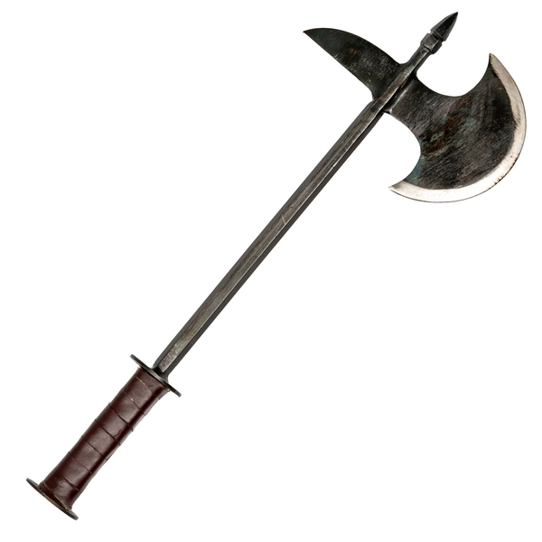 Medieval Poleaxe With Leather Wrapped Handle