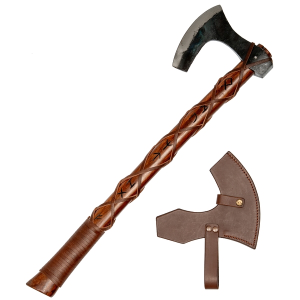 Medieval Viking Warrior's Hand Axe with Leather Sheath